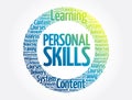 Personal Skills circle stamp word cloud, business concept