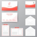 Set of business card with envelope and badge. Personal style col