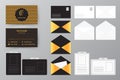 Set of business card with envelope and badge. Personal style col