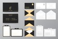 Set of business card with envelope and badge. Personal style col