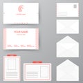 Set of business card with envelope and badge. Personal style col