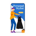 Personal stylist cartoon smartphone vector app screen