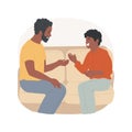 Personal talk with dad isolated cartoon vector illustration.