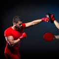 Personal trainer man coach and man exercising boxing Royalty Free Stock Photo