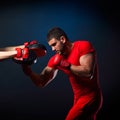 Personal trainer man coach and man exercising boxing Royalty Free Stock Photo