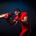 Personal trainer man coach and man exercising boxing