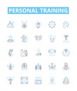 Personal training vector line icons set. Personal, Training, Fitness, Exercise, Coaching, Workout, Instructor