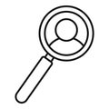 Personal under magnifier icon, outline style Royalty Free Stock Photo