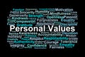Personal Values Word Cloud. Essential Principles for Ethics Growth and Human Development Royalty Free Stock Photo