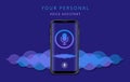 Personal voice assistant. Voice recognition. App for smartphone Royalty Free Stock Photo