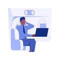 Personal workplace in the plane isolated concept vector illustration