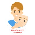 Personality changes concept. Man hide the emotion Royalty Free Stock Photo