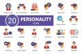 Personality icon set. Contains editable icons personality theme such as dispute and arguments, curiosity, inner dialog