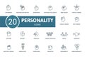 Personality icon set. Contains editable icons personality theme such as unlocking new abilities, emotional intelligence