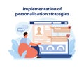Personalization Strategy Implementation. Marketer optimizing customer profiles for targeted experiences.