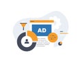 Personalized advertising with AI-driven lead generation funnel using audience data, predictive targeting. Dynamic Royalty Free Stock Photo