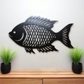 Personalized Large Fish Metal Wall Art - Minimalistic Tropical Symbolism Royalty Free Stock Photo