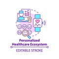 Personalized healthcare ecosystem concept icon