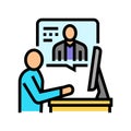 personalized learning online learning platform color icon vector illustration