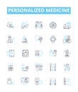 Personalized medicine vector line icons set. Personalized, Medicine, Precision, Genomic, Customized, Therapeutics