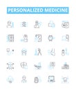 Personalized medicine vector line icons set. Personalized, Medicine, Precision, Genomic, Customized, Therapeutics