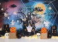 Personalized romantic halloween decoration with dolls and lights for the first birthday