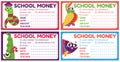 Personalized school money patches with teacher notes