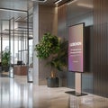 Personalized Welcome Message on a Digital Screen in a Modern Office Reception Area Royalty Free Stock Photo