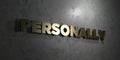 Personally - Gold text on black background - 3D rendered royalty free stock picture