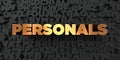 Personals - Gold text on black background - 3D rendered royalty free stock picture Royalty Free Stock Photo