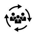 Personnel change line vector icon. People round cycle sign illustration. Human resource symbol.