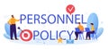 Personnel policy typographic header. Business ethics. Corporate organization Royalty Free Stock Photo