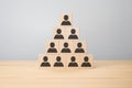 Personnel pyramid, Human resources and CEO. Organization and team structure with cubes. hierarchical system of employees in