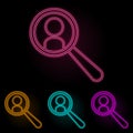 Personnel search color neon set. Simple thin line, outline vector of web icons for ui and ux, website or mobile