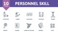 Personnel Skill icon set. Collection contain career, resume, interview, candidate and over icons. Personnel Skill elements set Royalty Free Stock Photo