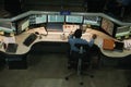 Personnel at work in control room on a chemical plant Royalty Free Stock Photo