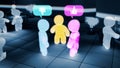 Persons avatars in metaverse are talking - disagreement - industrial 3D illustration