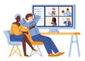 Persons communicate using online video chat a vector illustration