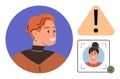 Facial Recognition System with User Profile and Warning Alert Concept Royalty Free Stock Photo