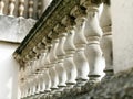 Perspecive close-up view of Italian style Palladian balustrade. Royalty Free Stock Photo