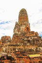 The perspective of ancient pogoda in Wat Phra Ram, Ayutthaya, Thailand Royalty Free Stock Photo