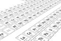 Perspective background of the periodic table of the chemical elements with their atomic number, atomic weight, element name and Royalty Free Stock Photo