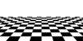 Perspective checkerboard background, square grid checkered landscape texture Royalty Free Stock Photo