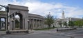 Perspective of The City and County Building in Denver, Colorado, under a blue sky. Royalty Free Stock Photo