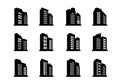 Perspective company icons set, Buildings and bank vector collection on white background Royalty Free Stock Photo