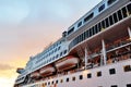 Perspective of Cruise ship during sunset. Royalty Free Stock Photo