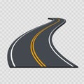 Perspective Curved Road. Vector Royalty Free Stock Photo
