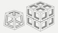 Perspective Drawing of a 3D Geometric Cube with Line Art, vector design Generative AI Royalty Free Stock Photo