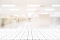 Perspective empty white wooden table on top over blur background Royalty Free Stock Photo