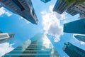 Perspective exterior pattern blue glass wall modern buildings